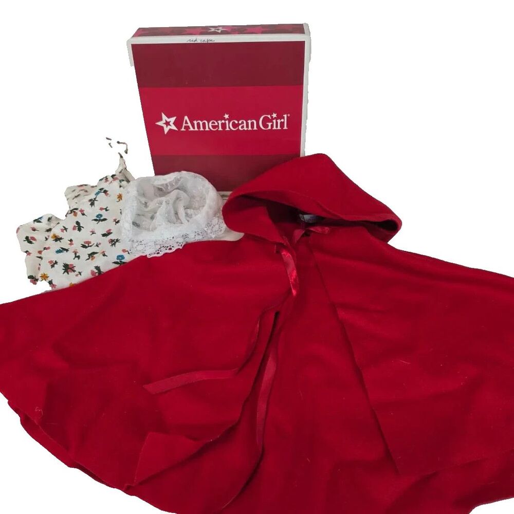 Vintage Pleasant Co American Girl Felicity Spring Outfit Cardinal Cloak Apron